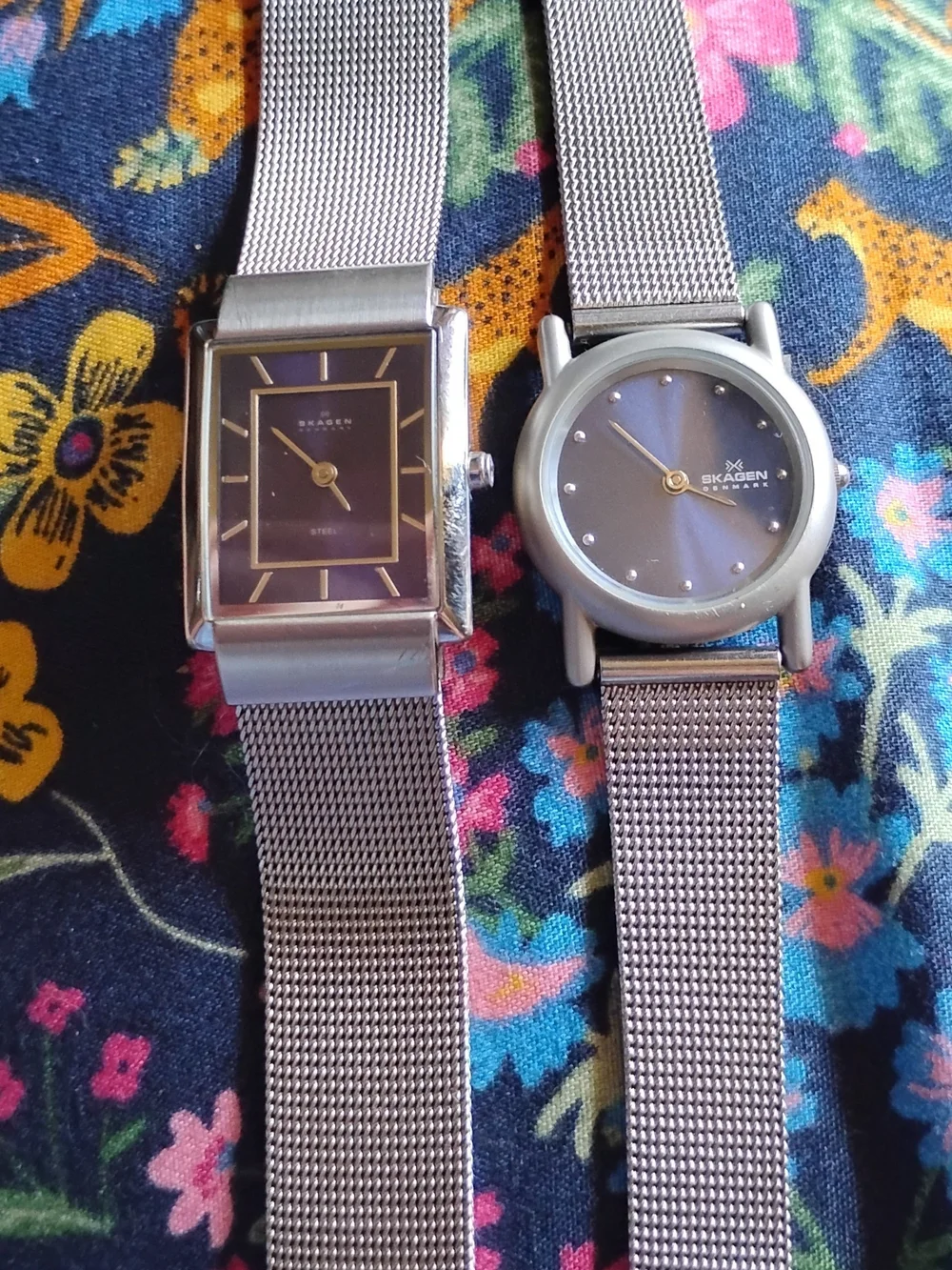 Skagen Men’s & WOMANS Blue Dial Stainless Steel Mesh Strap Watch